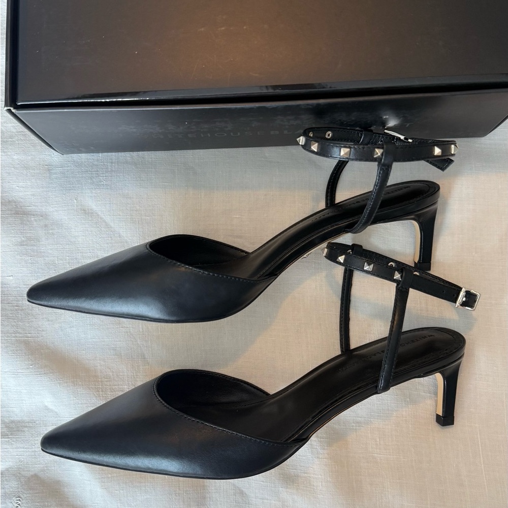 WHBM Studded Strap Heel Black Size 8.5 NIB